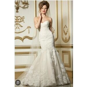 NWT~ WTOO Ivory "Flora" Strapless Sweetheart Neck Wedding Dress Bride Gown ~12